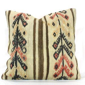 Turkish Anatolian Kilim Cicim Embroidered Pillow Cover 24" Vintage